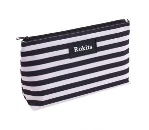 stripy toiletry bag-black