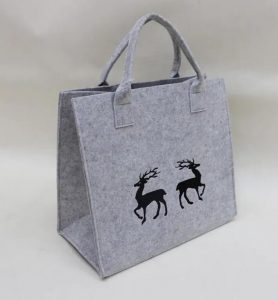 Felt bag with deer embroidery