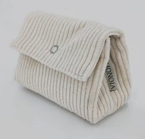 corduroy cosmetic pouch-white